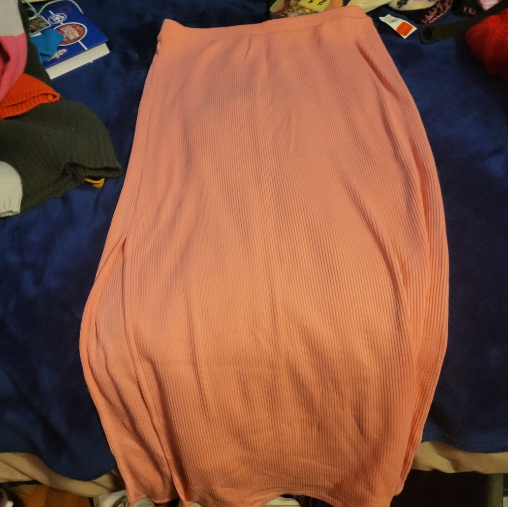Long light pink skirt